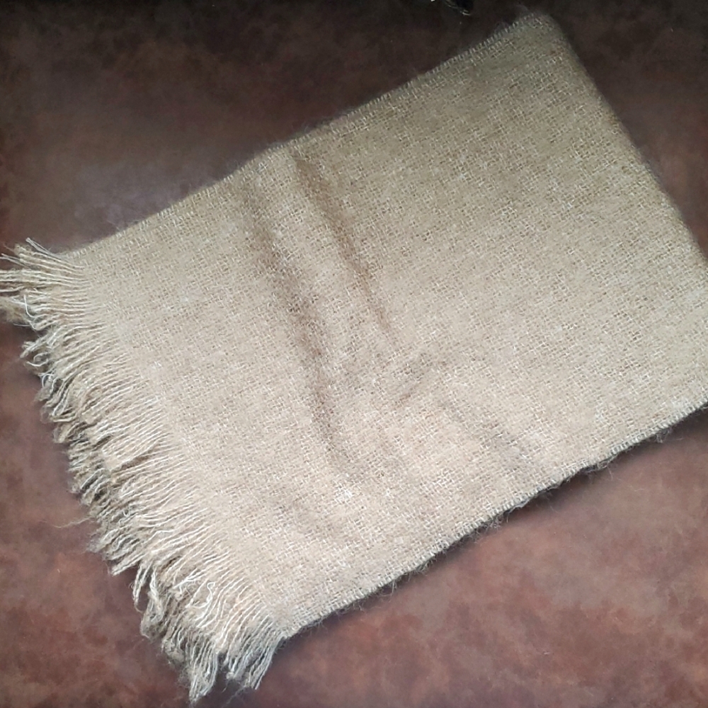 La Maison Simons Mohair Blend Beige Fringed Scarf – Made in France